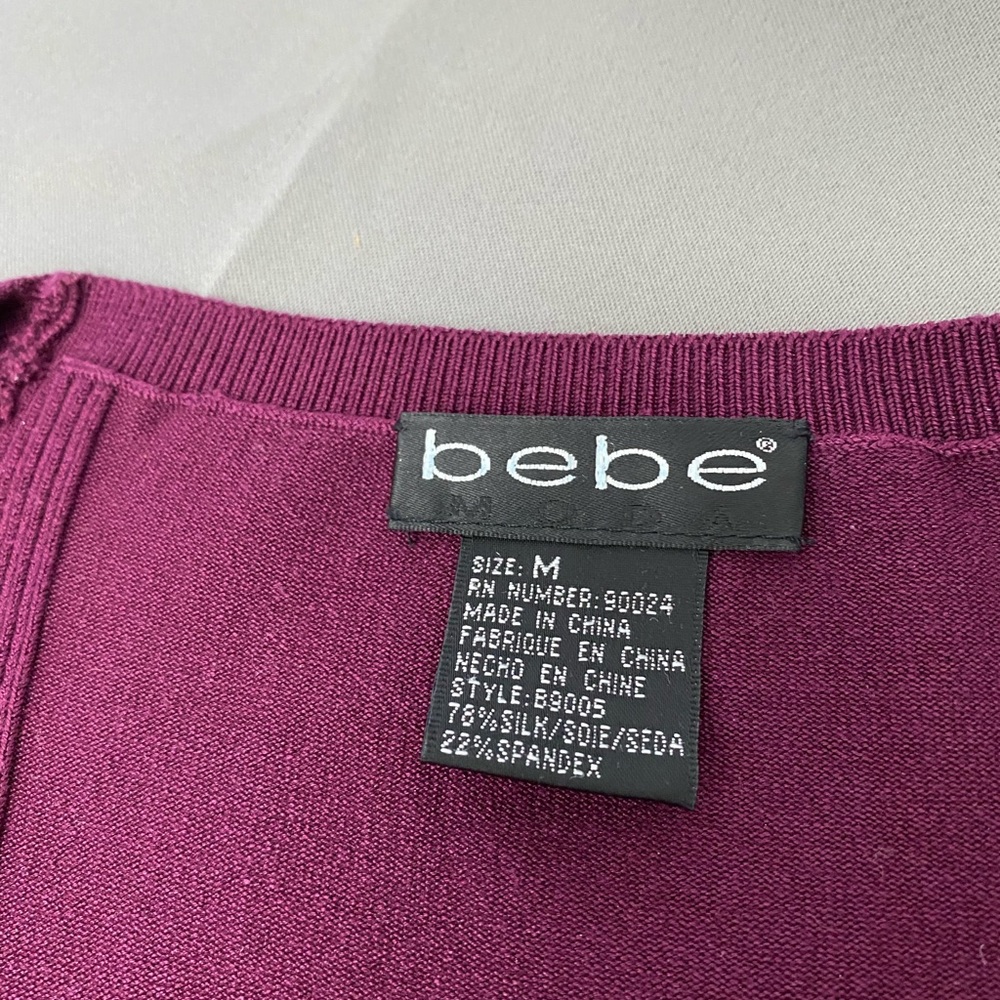 Bebe stretch knit top Merlot NWOT Medium - Picture 3 of 6